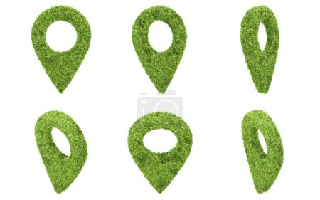 Photo for Map pointer-shaped garden bush. 3d rendering of isolated objects. - Royalty Free Image