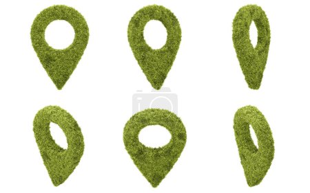 Photo for Map pointer-shaped garden bush. 3d rendering of isolated objects. - Royalty Free Image