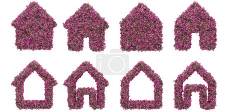 Téléchargez les photos : Icône de jardin en forme de maison. rendu 3d d'objets isolés. - en image libre de droit