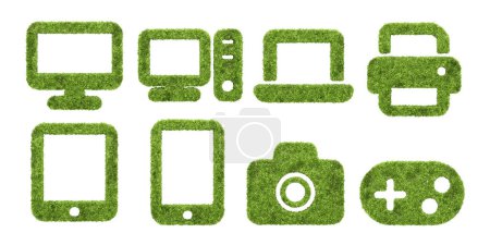 Foto de Arbusto de jardín en forma de gadget y dispositivo icono. representación 3d de objetos aislados. - Imagen libre de derechos