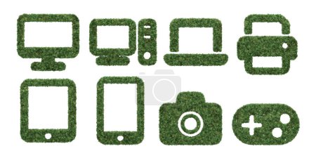 Téléchargez les photos : Buisson de jardin en forme de gadget et icône de l'appareil. rendu 3d d'objets isolés. - en image libre de droit