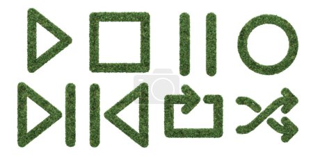 Téléchargez les photos : Buisson de jardin en forme d'icône de lecteur multimédia. rendu 3d d'objets isolés. - en image libre de droit