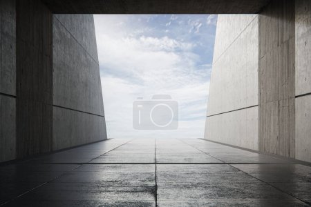 Photo for Empty concrete floor for parking. 3d rendering of abstract exterior architecture background. - Royalty Free Image