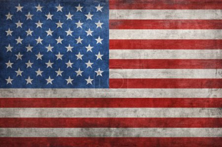 drapeau américain sur vieux mur de béton grunge