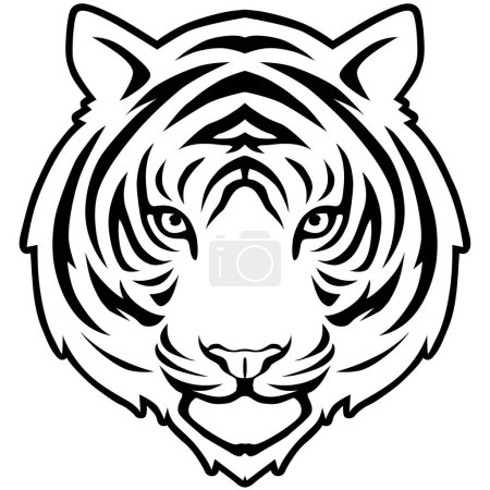 Téléchargez les illustrations : Illustration vectorielle d'une tête de tigre - en licence libre de droit
