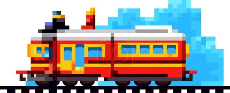 Illustration for Vector pixel art train isolated cartoon - Royalty Free Image