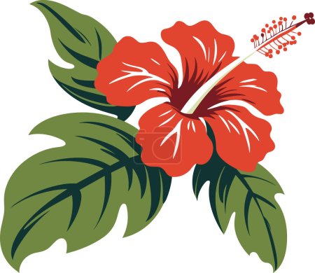 Ilustración de Hibisco flor vector ilustración para logotipos, tatuajes, pegatinas y decoraciones de pared - Imagen libre de derechos