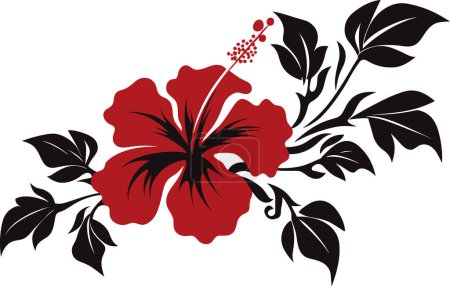 Téléchargez les illustrations : Hibiscus fleur vecteur illustration pour logos, tatouages, autocollants et décors muraux - en licence libre de droit