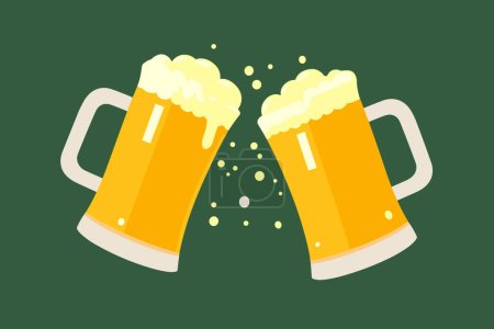 two beer mugs cheers copy space vector illustration