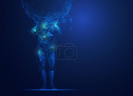 graphic of Atlas (god of strength) in polygonal form with futuristic elements