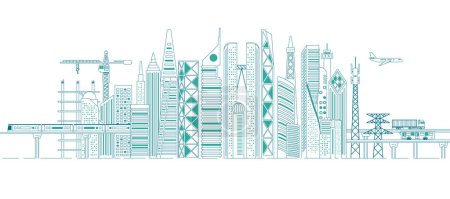Illustration for Infrastructure of urban in panorama scene, concept of smart city - Royalty Free Image