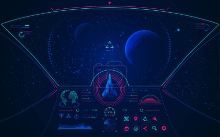 Photo for Graphic of spaceship user interface with galaxy view - Royalty Free Image