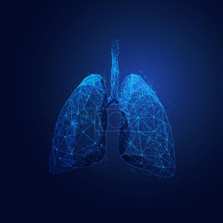 Téléchargez les illustrations : Graphique des poumons en polygone filaire avec élément futuriste - en licence libre de droit