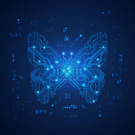 Photo for Shape of butterfly combined with electronic pattern - Royalty Free Image