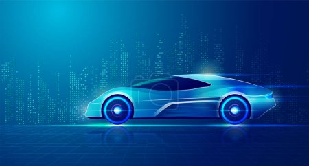 Ilustración de Concepto de tecnología de coche inteligente o vehículo sin conductor - Imagen libre de derechos