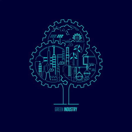 Photo for Concept of green industry or smart manufacturing, graphic of tree combined with gear wheel and ecology conservation element - Royalty Free Image