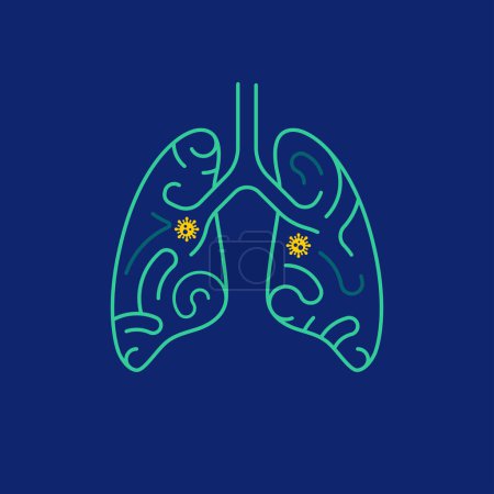 Photo for Concept of medical healthcare treatment, graphic of lungs combined with maze pattern and virus inside - Royalty Free Image