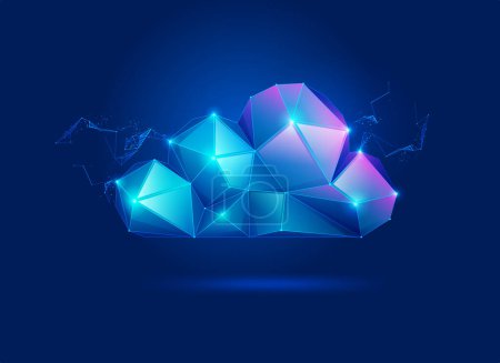 Photo for Concept of cloud computing technology, graphic of low poly cloud shape with futuristic element - Royalty Free Image