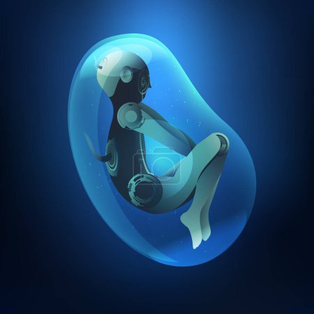 Téléchargez les illustrations : Robotic fetus in technology theme, birth of A.I. - en licence libre de droit