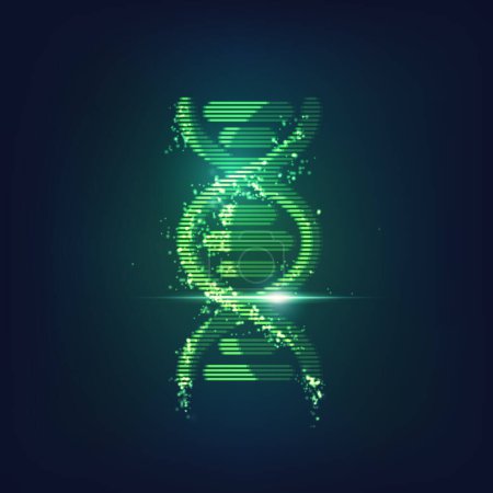 Photo for Concept of digital DNA analysis, futuristic dna symbol with lighting effect - Royalty Free Image