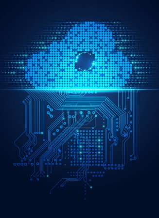 Photo for Cloud symbol combined with electronic board, concept of cloud computing - Royalty Free Image