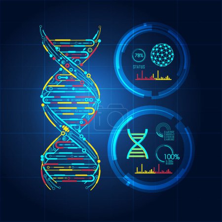 Photo for Blueprint of DNA, DNA symbol in technological looks - Royalty Free Image