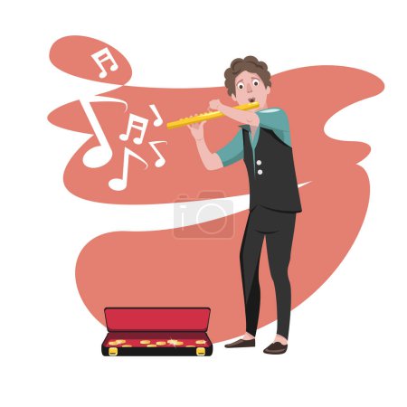 Photo for Musician playing flute  vector template design - Royalty Free Image
