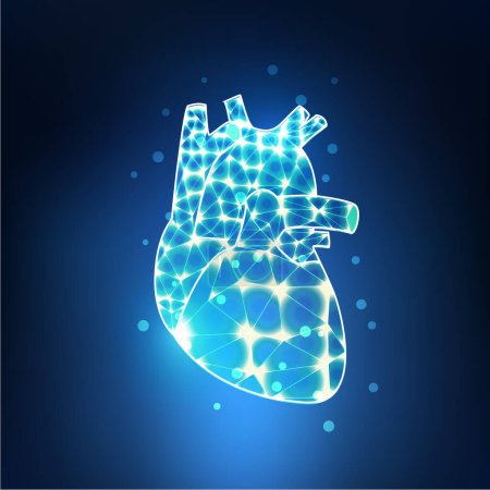 Photo for Heart in electronical looks, blueprint of heart; lighting heart in technology looks - Royalty Free Image