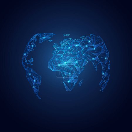 Photo for World map globe in wireframe style; polygon elements for info graphics - Royalty Free Image