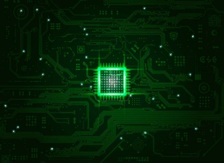 Photo for Abstract electronic board and cpu background in dark-green tone - Royalty Free Image