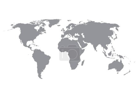 Ilustración de Mapa del mundo silueta en gris aislado sobre fondo blanco. Ilustración vectorial
. - Imagen libre de derechos