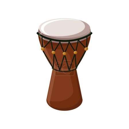 Illustration for Turkish traditional drum isolated over white background. Cartoon vector illustration in flat style. - Royalty Free Image
