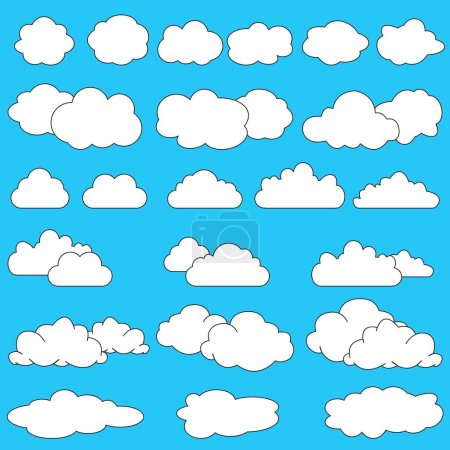 Ilustración de The Cartoon Clouds Vector Collection offers a set of playful and artistic cloud illustrations in vector format, perfect for kids' designs, cartoon themes, and more. Add a touch of whimsy to your designs with this collection of colorful cartoon clouds - Imagen libre de derechos