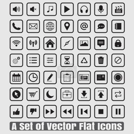 Téléchargez les illustrations : Introducing a versatile and sophisticated collection of Vector Flat Icons, perfect for modern and minimalist designs. This set offers endless possibilities for your creative projects and is a must-have for all designers. - en licence libre de droit