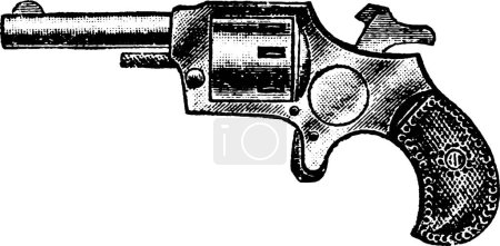 Illustration for 22-Caliber Single Action Liberty Revolver, Vintage Engraving. Old engraved illustration of a Liberty Revolver isolated on a white background. - Royalty Free Image