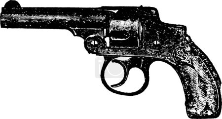 Illustration for Smith and Wesson Hammerless Revolver, Vintage Engraving. An old vintage engraving of a smith and wesson hammerless revolver isolated on a white background. - Royalty Free Image
