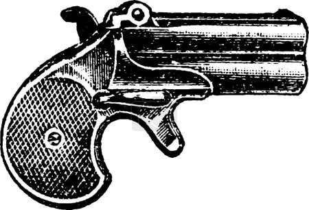 Illustration for 41-Caliber Short Remington Double Derringer Pistol, Vintage Engraving. Old engraved illustration of a Remington Double Derringer Pistol isolated on a white background. - Royalty Free Image