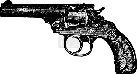 Illustration for Smith and Wesson Revolver, Vintage Engraving, Double Action Revolver. An old vintage engraving of a smith and wesson double action revolver. - Royalty Free Image