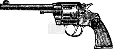 Illustration for 38-Caliber Army Model 1892 Colt Revolver, Vintage Engraving. Old engraved illustration of a Colt Revolver isolated on a white background. - Royalty Free Image