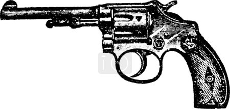 Illustration for 22-Caliber Side Ejecting Smith and Wesson Revolver, Vintage Engraving. Old engraved illustration of a Smith and Wesson Revolver isolated on a white background. - Royalty Free Image