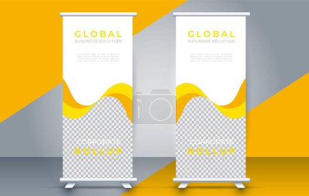 Illustration for Roll up banner design display standee for presentation purpose - Royalty Free Image