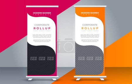 Illustration for Modern roll up banner design template. flyer. pull up. presentation. brochure. print media - Royalty Free Image