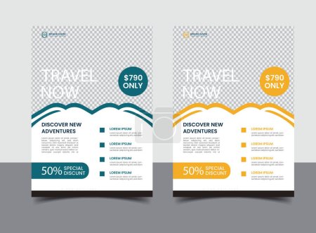 Illustration for Vector travel tourism and trip   flyer template - Royalty Free Image