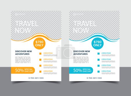 Illustration for Vector travel tourism and trip   flyer template - Royalty Free Image
