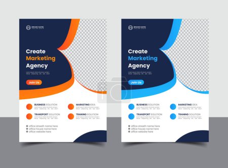 Illustration for Orange and blue business flyer template - Royalty Free Image