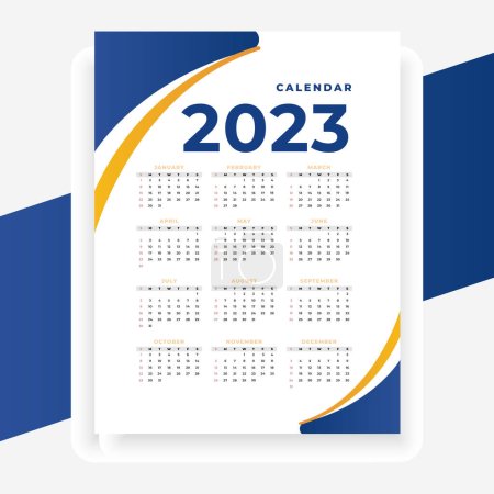 Ilustración de 2023 diseño de calendario moderno de papel en estilo imprimible - Imagen libre de derechos