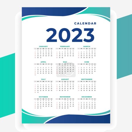 Ilustración de 2023 diseño de calendario moderno de papel en estilo imprimible - Imagen libre de derechos