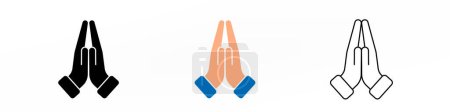 Téléchargez les illustrations : Praying hands icon on white illustration - en licence libre de droit