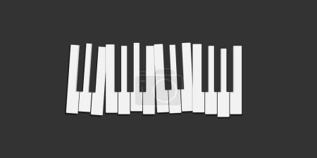 Piano keys over black flat vector illustration