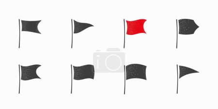 Conjunto de banderas con iconos de sombra punteada ilustración vectorial